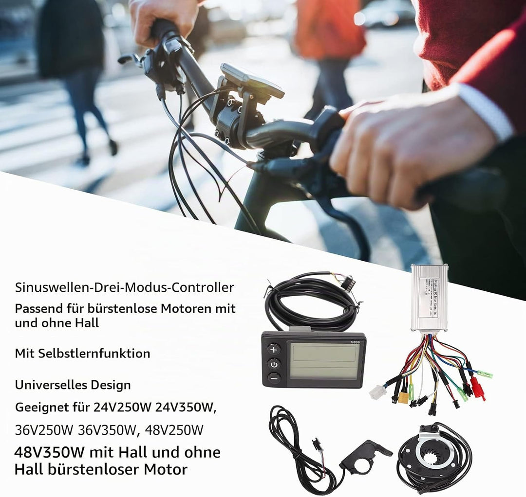 Elektrofahrrad Brushless Motor Controller Kit, 24V 36V 48V 250W 350W 17A Bürstenlose Controller S866
