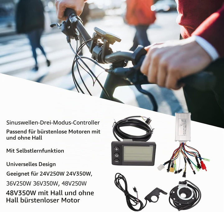 Elektrofahrrad Brushless Motor Controller Kit, 24V 36V 48V 250W 350W 17A Bürstenlose Controller S866