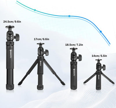 GEEKOTO Handy-Stativ, Aluminiumlegierung, Mini-Reise-Handy-Stativ, einziehbares Kamerastativ für Kom