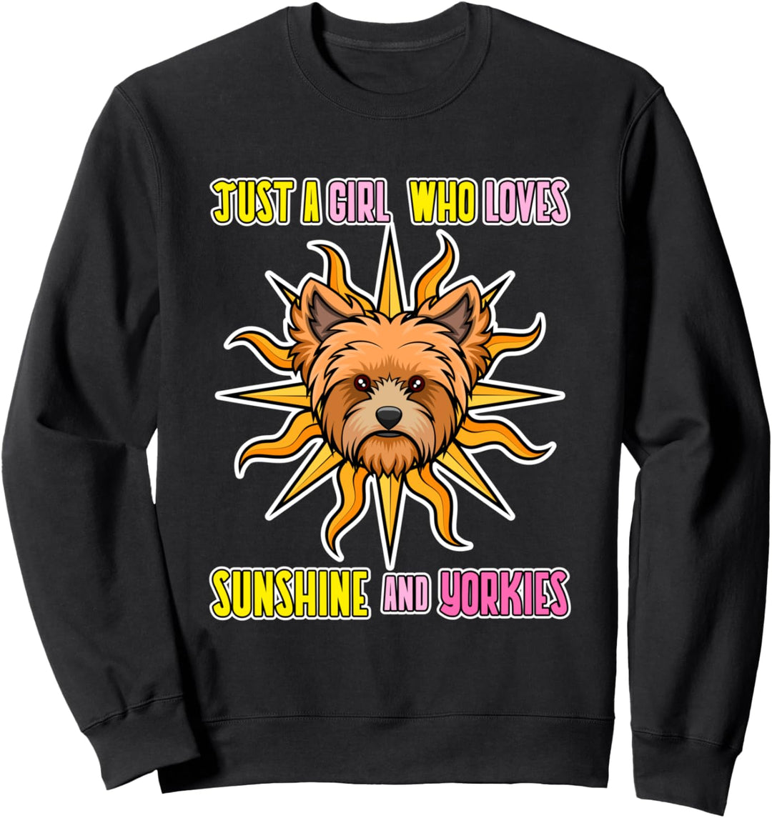 Mädchen liebt Sonnenschein und Yorkies Mama Sweatshirt