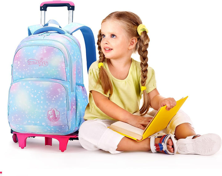 Voici et Voila 3PCS Schulrucksack Rollen Mädchen Trolley Rucksack mit Rollen Mädchen Teenager Schult