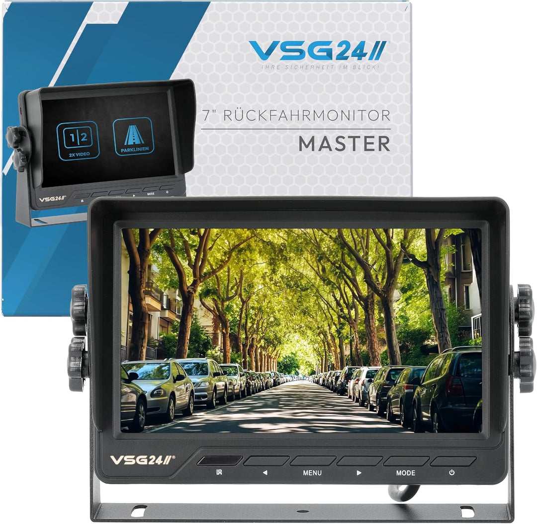 VSG24 13113 – 7“ Heavy Duty Transporter Rückfahrmonitor, Monitor inkl. Zubehör, e-Zulassung, TFT Dis
