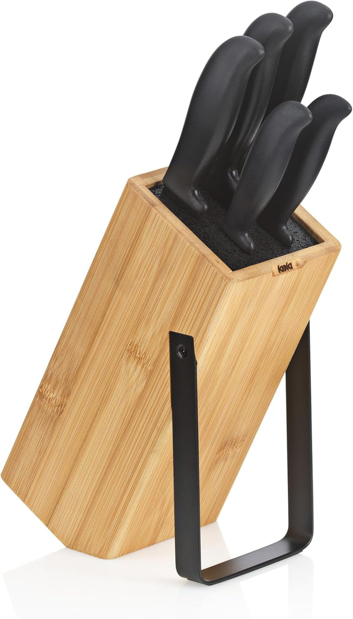 kela Messerblock ohne Messer KIRIL, Bambusholz Messerhalter mit Borsteneinsatz, Metallaufsteller sch