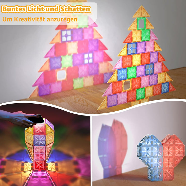 Perbabe Magnetische Bausteine, 61 Teile Magnete Kinder Stärker Magnetbausteine 3D STEM Montessori Sp