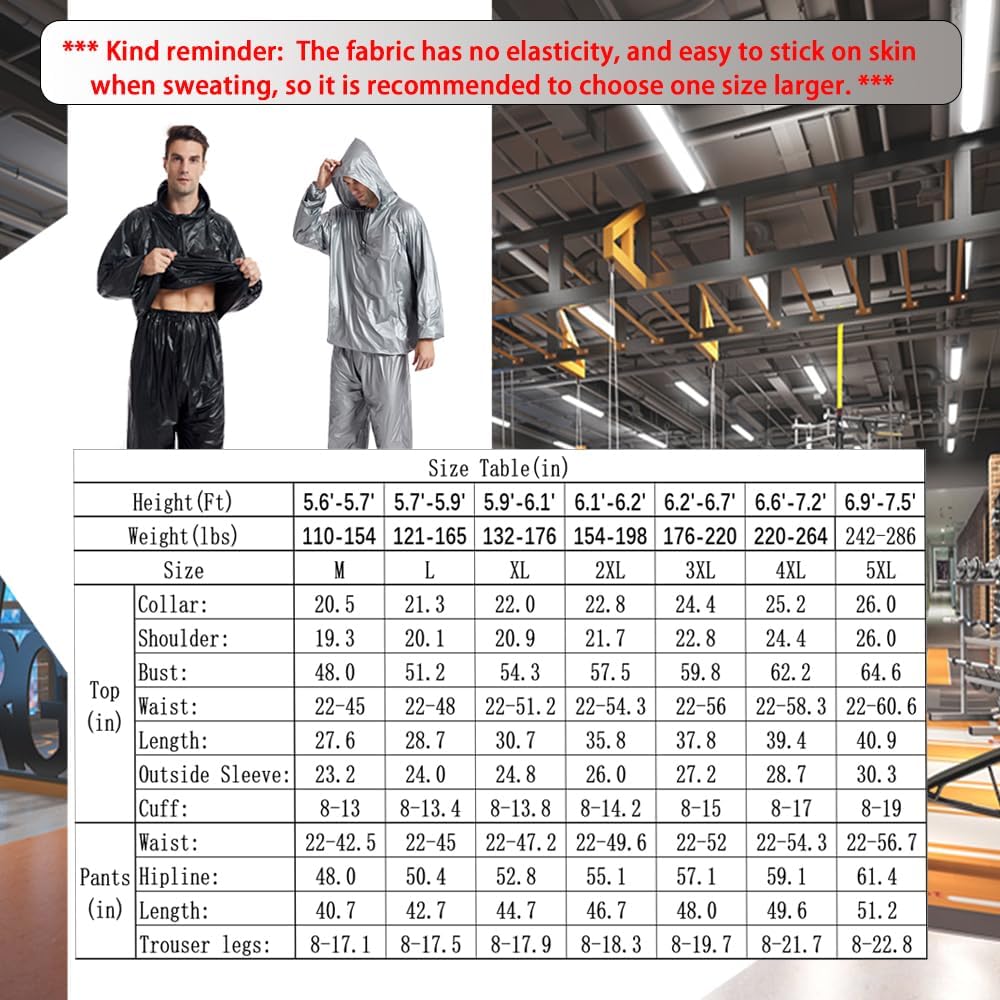 DawnBreak Sauna Sweat Suit for Women/Men with Hoodie Zipper Weight Loss Fitness Exercise Gym Workout