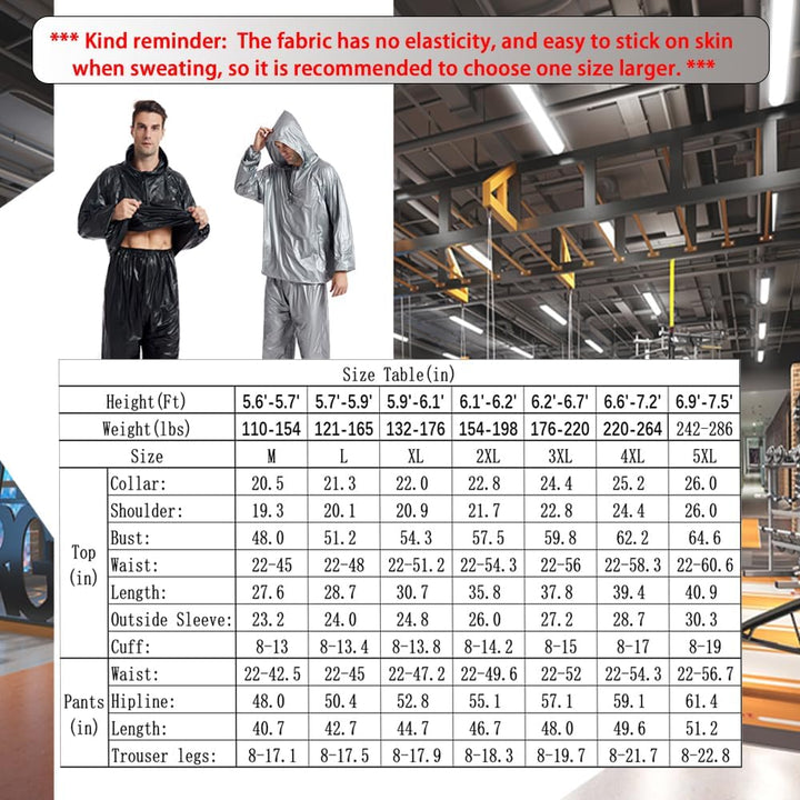 DawnBreak Sauna Sweat Suit for Women/Men with Hoodie Zipper Weight Loss Fitness Exercise Gym Workout