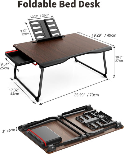 Laptop Tisch für Bett, SAIJI XXL klappbar Betttisch, für Lernen, Essen, Arbeiten, Sofa, Bett, mit Sh