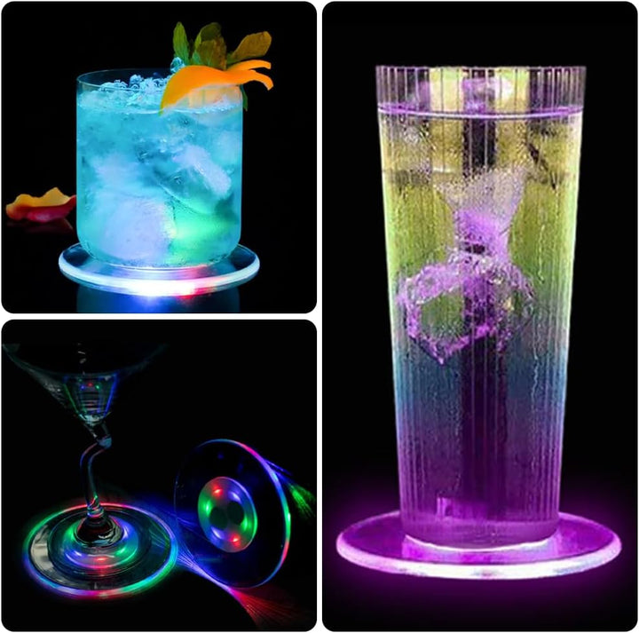 Joycabin 8 Stück LED Untersetzer, Bunt LED Untersetzer Leuchtende mit 7 Lichtmodi, Getränke Unterset