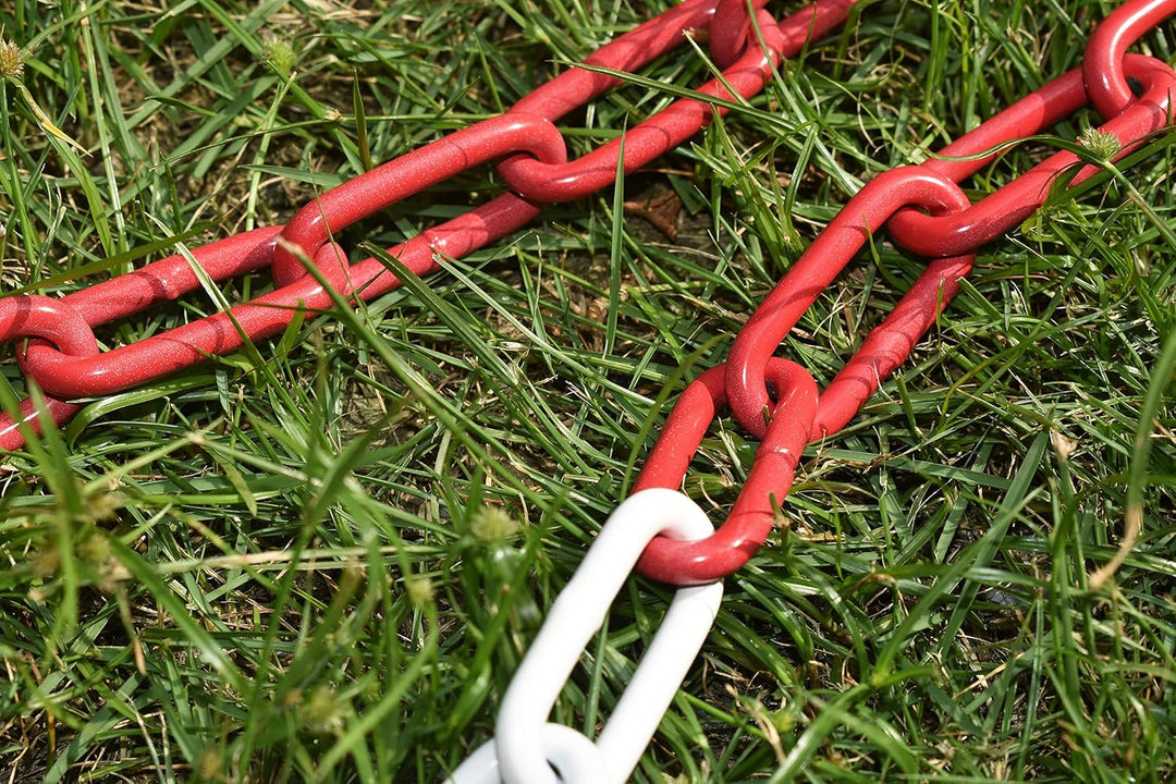 Absperrkette Metall Warnkette Zweifarbige Rot-Weisse Kette 10M, Gliederkette Sicherheitskette Bauste