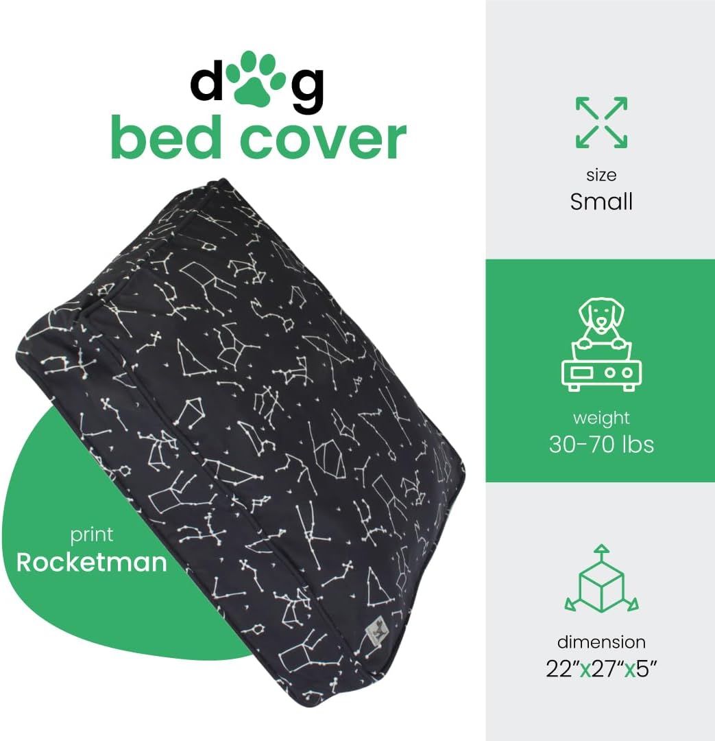 Molly Mutt Bezug für kleines Hundebett, Rocketman-Druck, Masse: 55,9 x 68,9 x 12,7 cm, 100% Baumwoll