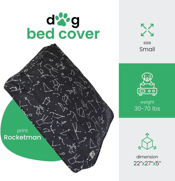 Molly Mutt Bezug für kleines Hundebett, Rocketman-Druck, Masse: 55,9 x 68,9 x 12,7 cm, 100% Baumwoll