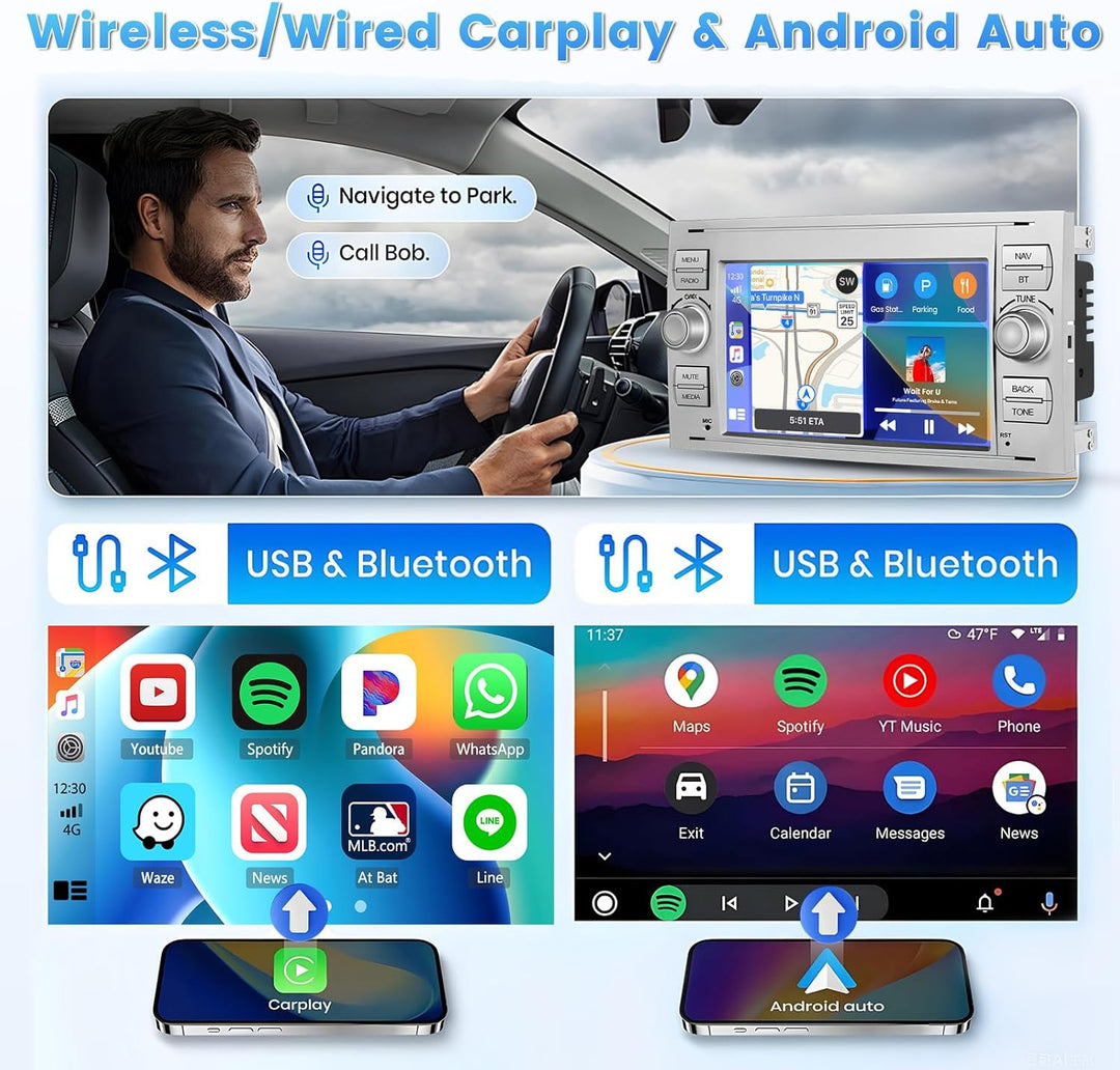 [2G+64G] Hikity Autoradio Navi Für Ford Transit Fiesta Focus Mondeo Kuga Galaxy S-Max Android 13 Wir