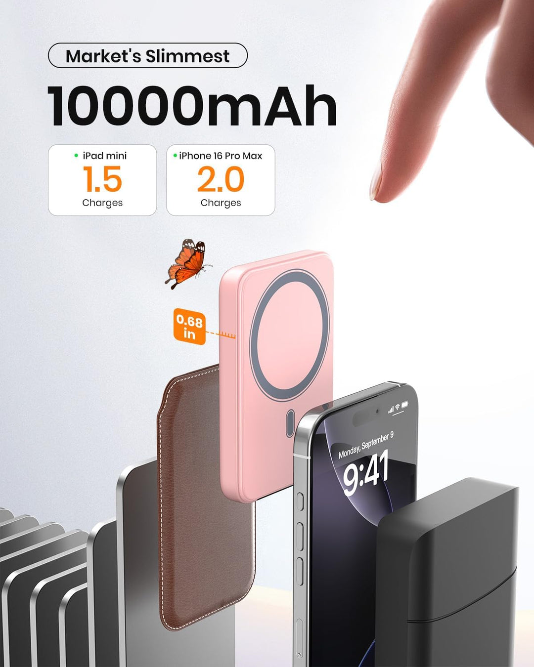 A ADDTOP Magnetic Power Bank 10000mAh- 20W Schnelllade iPhone Ladegerät for Magnetisch, UltraSlim Wi