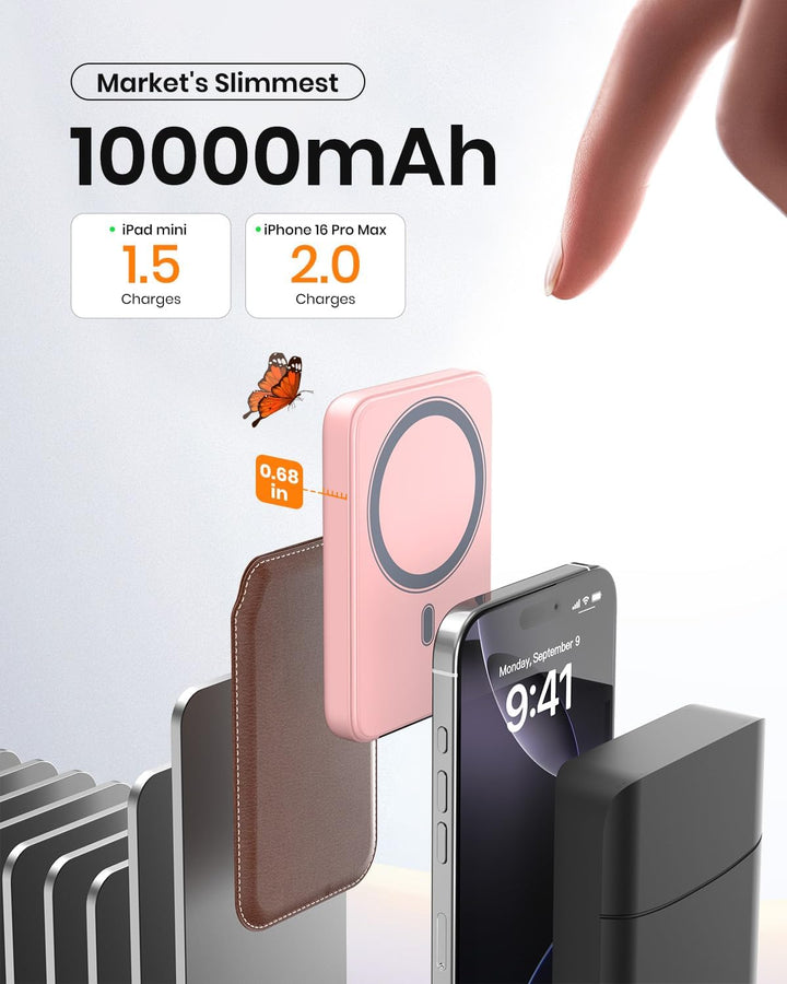 A ADDTOP Magnetic Power Bank 10000mAh- 20W Schnelllade iPhone Ladegerät for Magnetisch, UltraSlim Wi