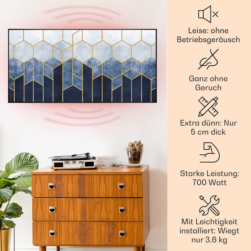 Klarstein Air Art Smart Infrarotheizung, Infrarot Heizung mit IoT/WiFi App-Steuerung, Erkennung Offe