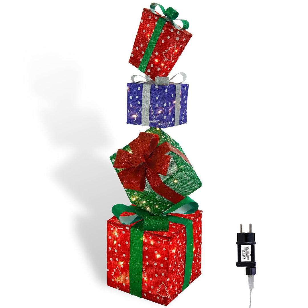 CCLIFE LED Geschenkbox 4er Set Weihnachten Weihnachtenbox Beleuchtete Lichterkette batteriebetrieb W