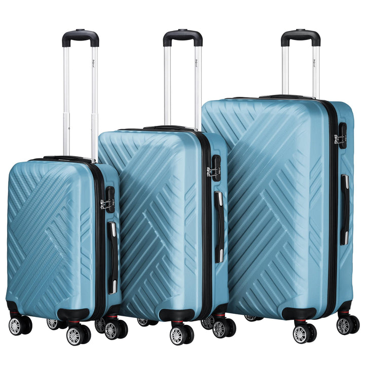 Zelsius Koffer Set 3 Stück, Stahlblau | ABS Hartschalenkoffer mit Zahlenschloss, Doppelrollen und In