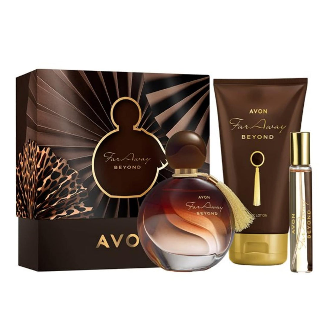 Avon Set Far Away Beyond Le Parfum 50ml + Körperlotion 150ml + Taschenspray 10ml+ Geschenkbox neuer