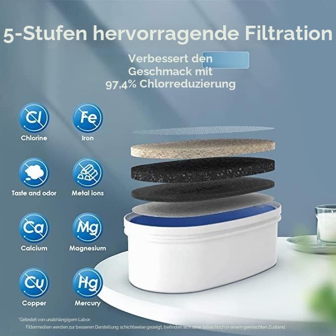 Waterdrop Wasserfilterspender für 18 Tassen, langlebig, mit 1 Filter, BPA-frei, Schwarz