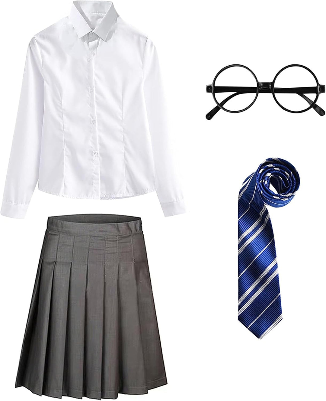 FStory&Winyee Zauberer Set Bluse Rock Weste Krawatte Brille Kostüm Zubehör für Kinder Erwachsene Zub