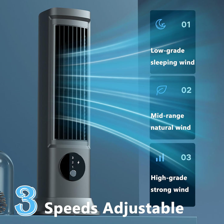 Goshyda Desktop-Turmventilator, Tragbarer Blattloser Tischventilator mit 3 Einstellbaren Geschwindig