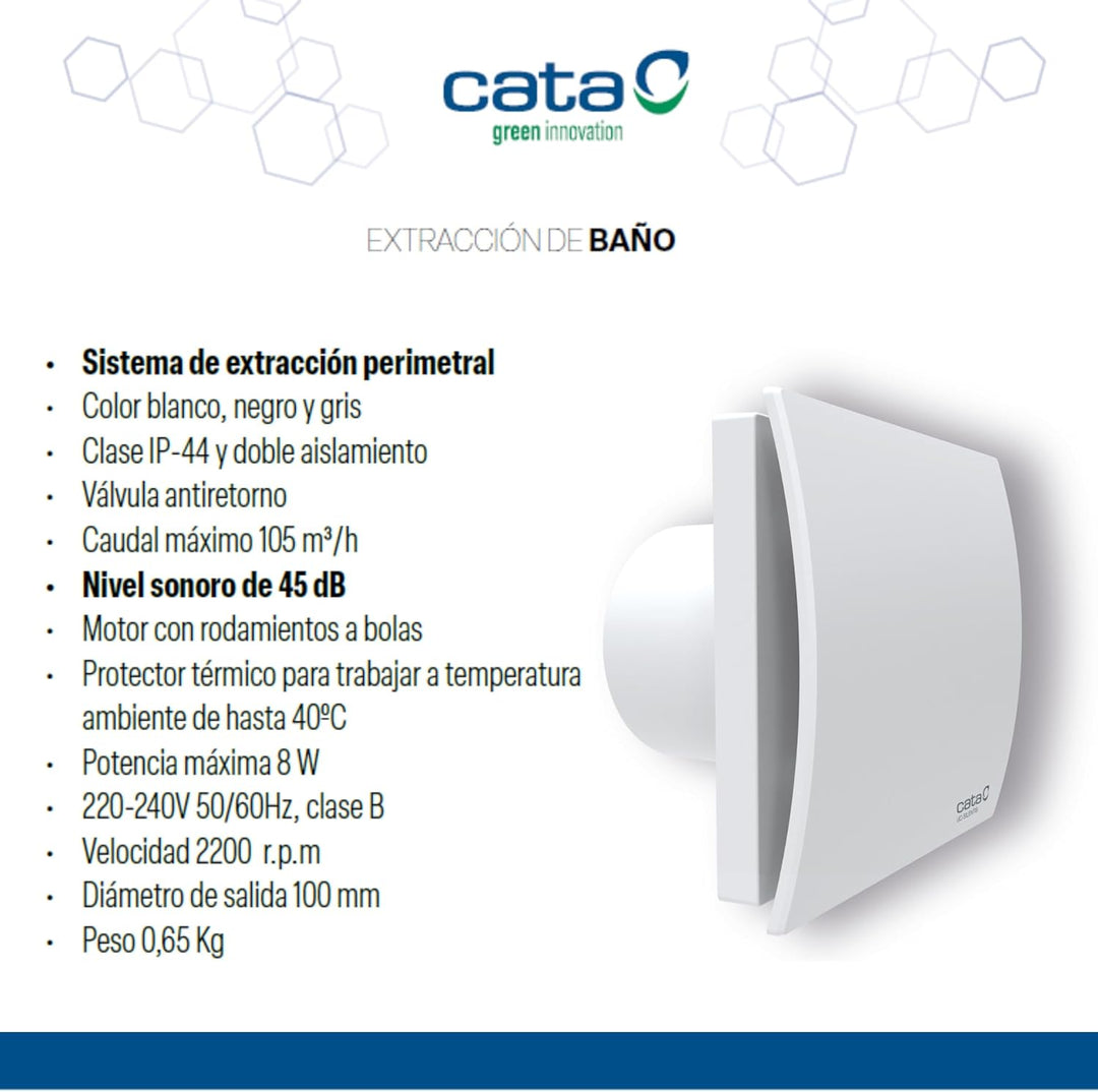 CATA UC-10 Silentis STD WH Rückschlagventil, Geräuschpegel, 26 dB, Leistung 8 W, Spannung 220-240 V,