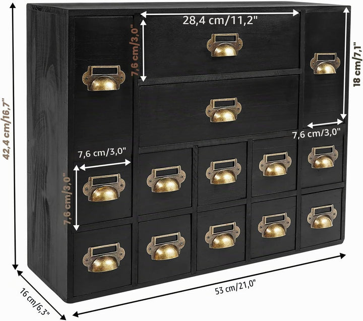 Mini Kommode mit 14 Schubladen, Vintage Aufbewahrungsschrank - Schrank Schubladenschrank Holz Klein