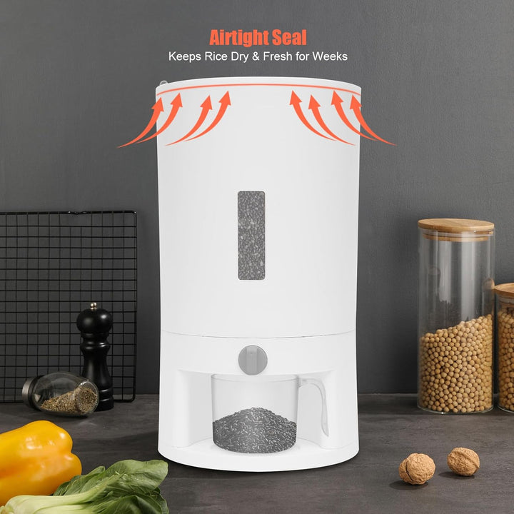 EurHomePlus Reisspender 6kg/10kg Food Storage Box Reisvorratsbehälter, Messbecher mit Skala, Luftdic