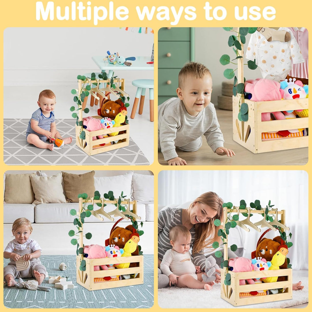 Alitree Babyparty Geschenk, Babyparty Geschenk mit Holz, Baby Aufbewahrungskorb Griff, Personalisier