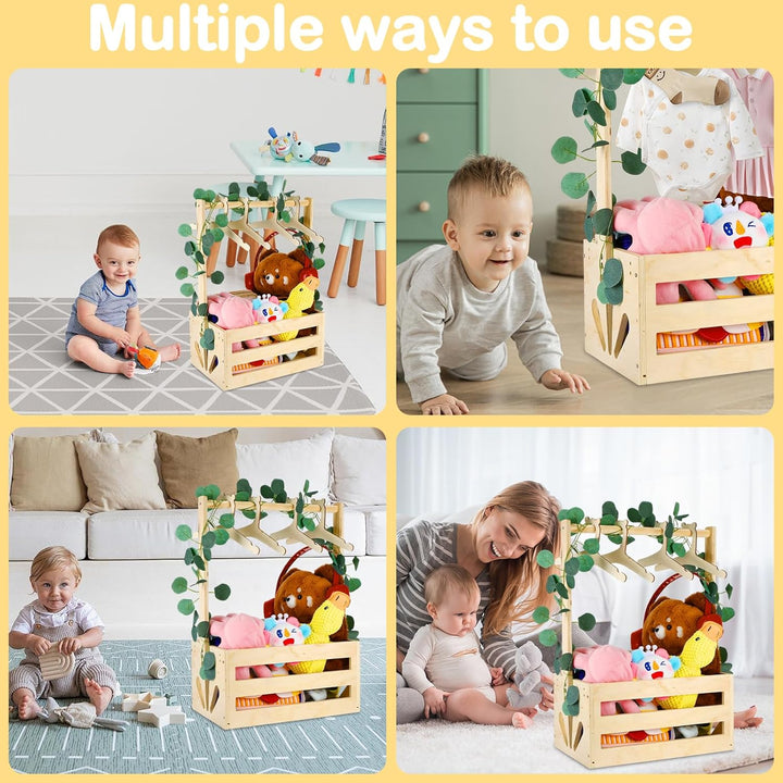 Alitree Babyparty Geschenk, Babyparty Geschenk mit Holz, Baby Aufbewahrungskorb Griff, Personalisier