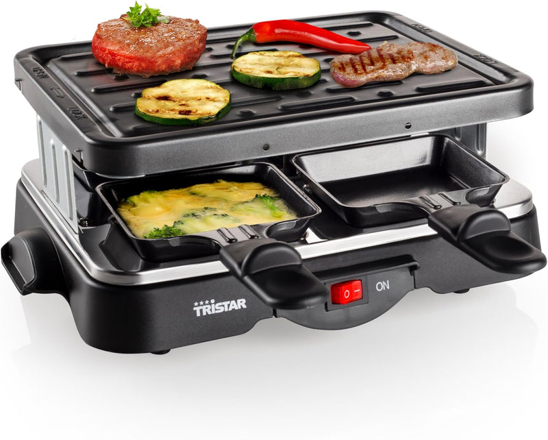 Tristar Raclette-Grill für bis zu 4 Personen, 4 Pfännchen, 500 Watt, RA-2949