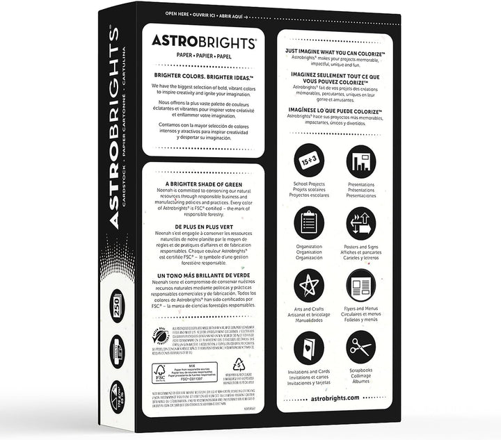 Astrobrights Karton, 21,6 x 27,9 cm, 29,5 kg, Stardust White, 250 Blatt Weiss 65lb Colored Cardstock