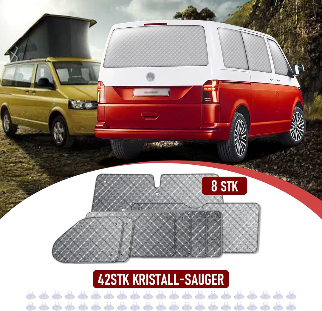 8Stk Thermomatte Fahrerhaus passend für VW T5/T6 SWB, Luxus Interne Auto Sonnenblende Frontscheibena