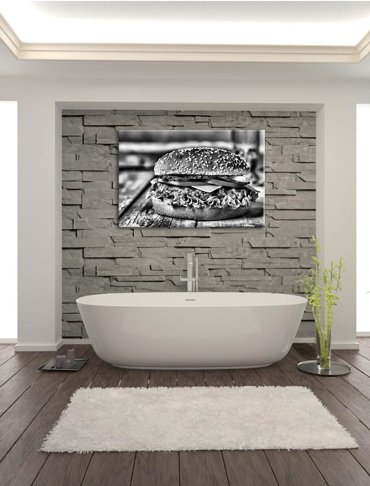 Pixxprint Burger Hamburger Fast als Leinwandbild/Grösse: 100x70 cm/Wandbild/Kunstdruck/fertig bespan