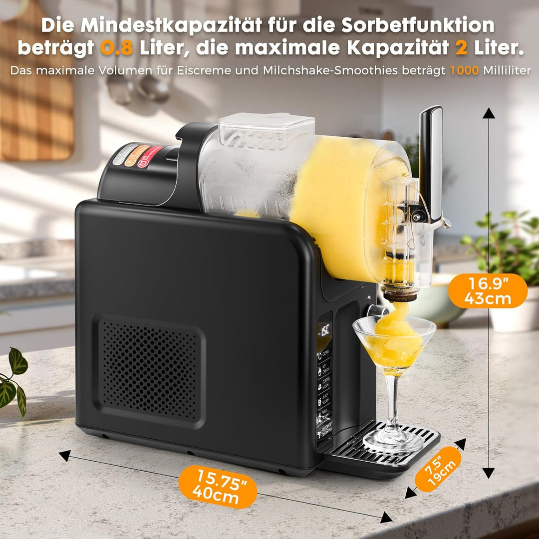 Slush Maschine Schnellgefrier-Getränke 2L Kein Eismaschine Temperaturanzeige mit 6 Programmen Selbst