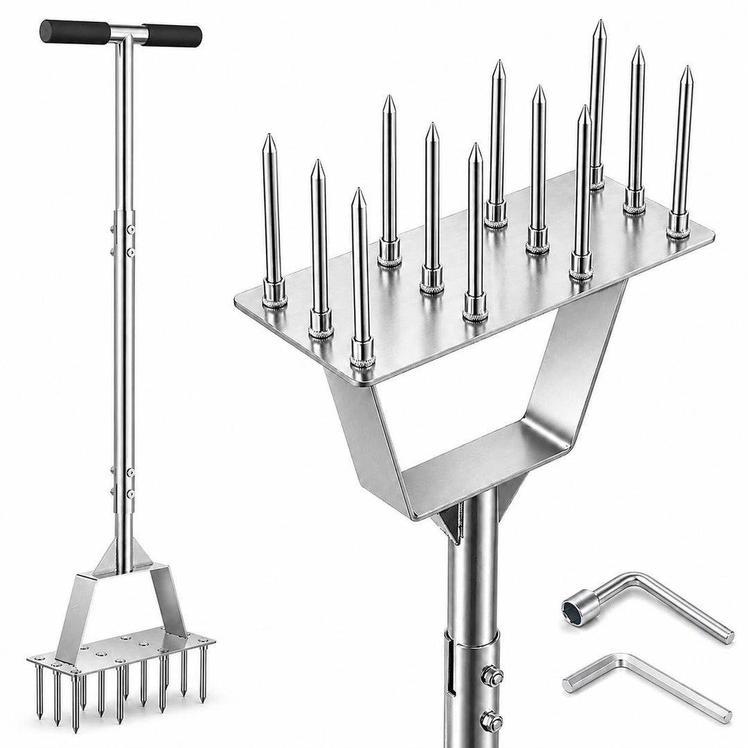 Rasenlüfter, Manueller Aerifizierer für Rasen mit 12 Spikes,Belüfter Werkzeuge für Rasenpflege und V
