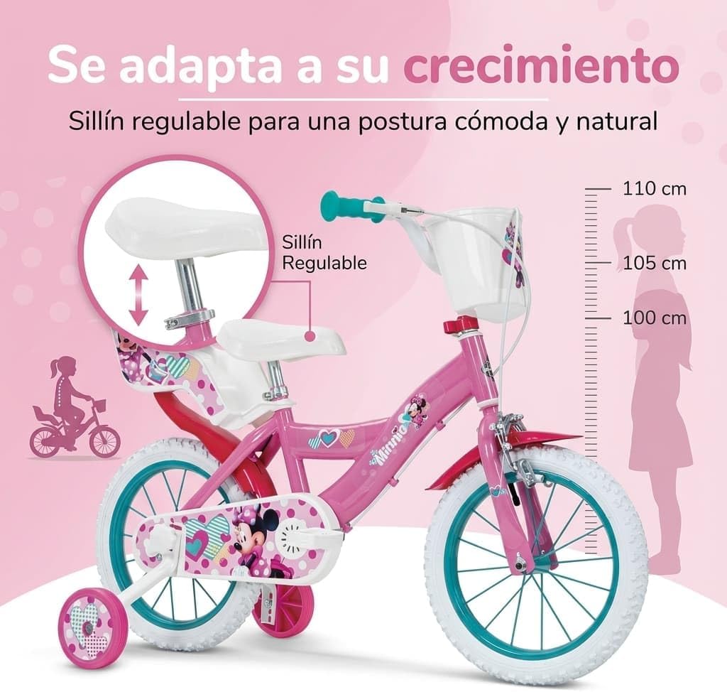 Toimsa Jugend Unisex Fahrrad Minnie Huffy 14" 4-6 Jahre 14613, bunt, años