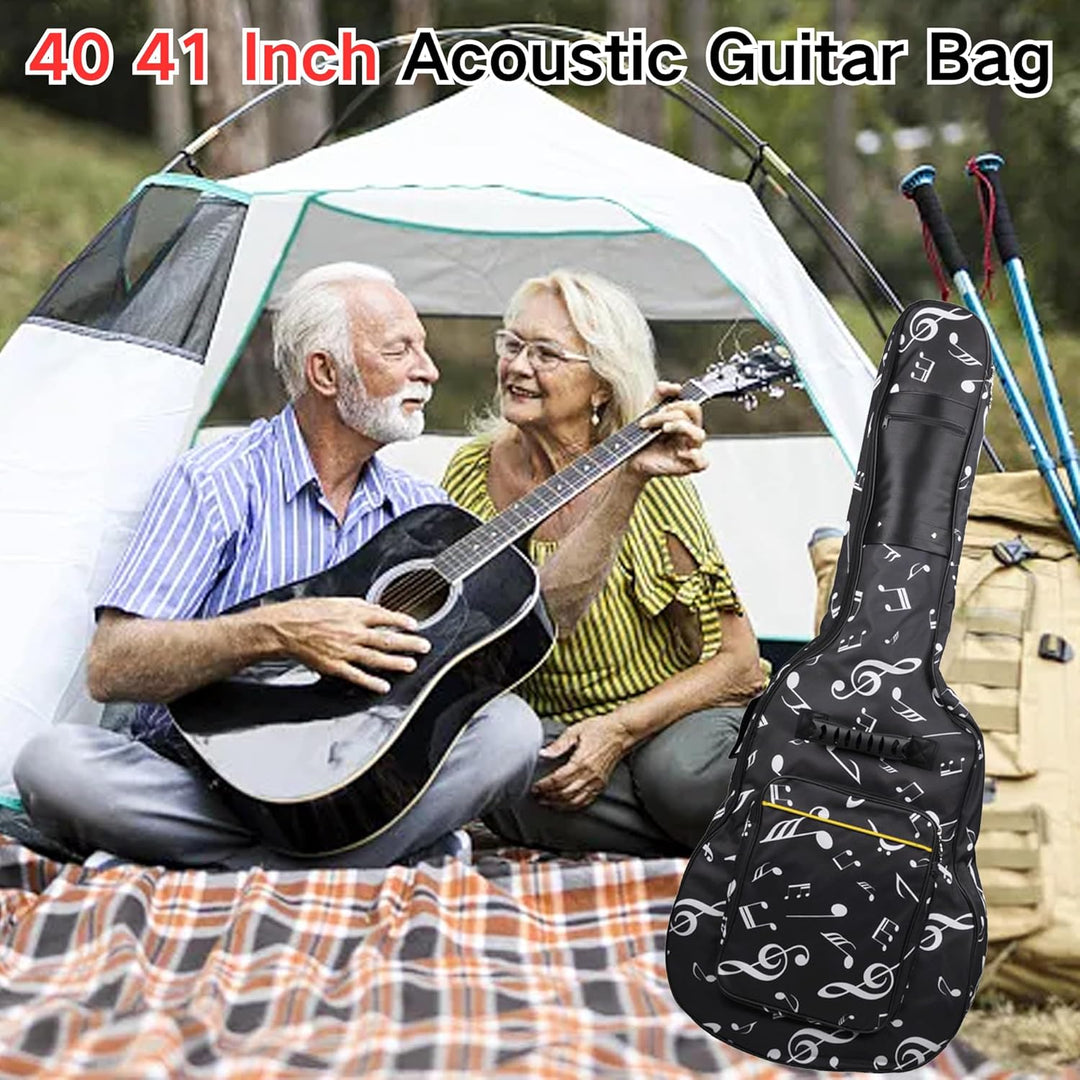 SUQ Wasserdichte Oxford Gitarrentasche, 40/41 Zoll Tasche Musikmuster Nylon Gigbag, E-Gitarrentasche
