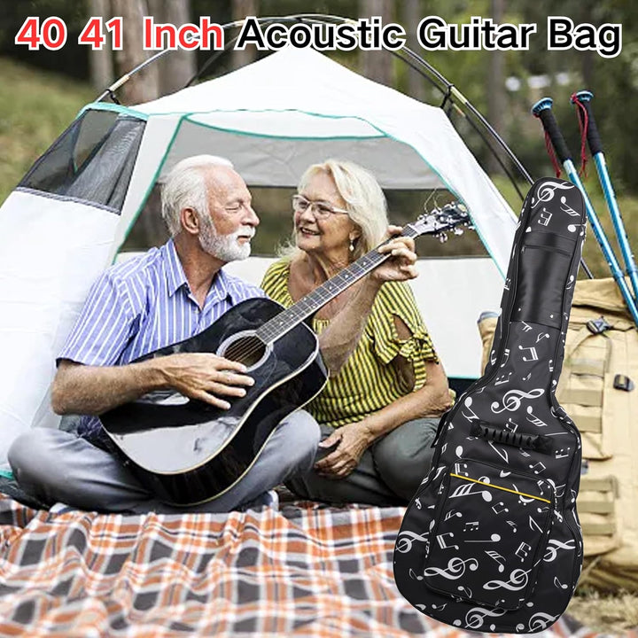SUQ Wasserdichte Oxford Gitarrentasche, 40/41 Zoll Tasche Musikmuster Nylon Gigbag, E-Gitarrentasche