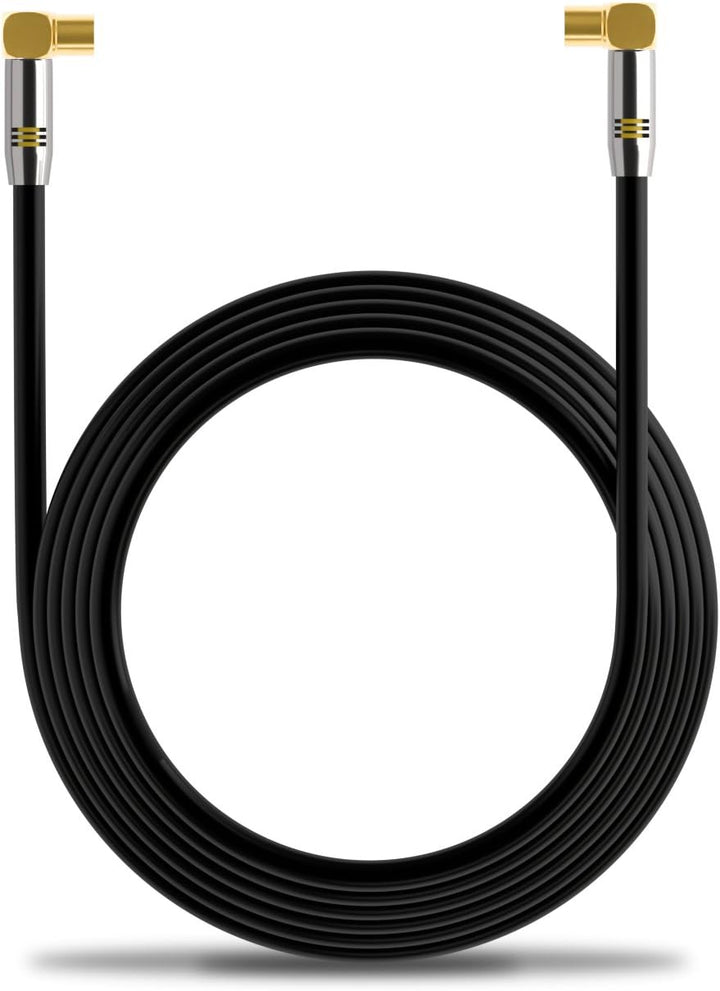 deleyCON 10m TV Antennenkabel HDTV Full HD - 2x gewinkelt - Koaxialkabel - TV-Stecker (90° Grad) zu