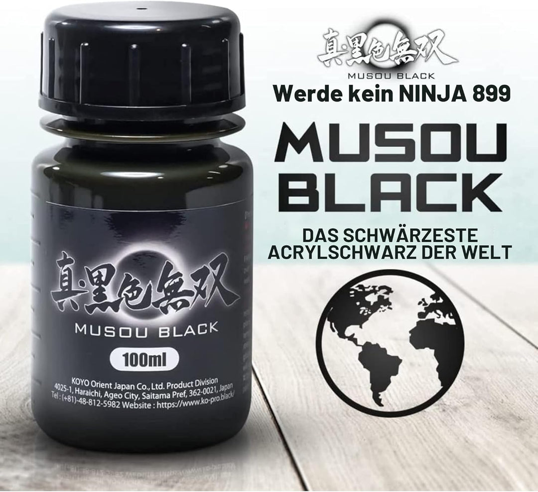 Musou Black Acrylfarbe, das schwärzeste Schwarz der Welt, enthält 1 x 100 ml, Lichtabsorption von 99