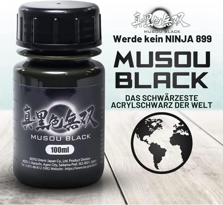Musou Black Acrylfarbe, das schwärzeste Schwarz der Welt, enthält 1 x 100 ml, Lichtabsorption von 99