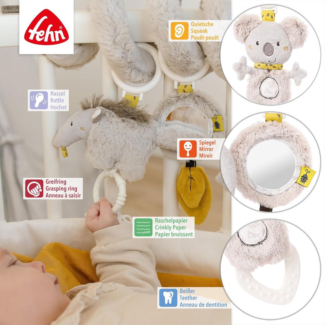 Fehn Activity Spirale Australia - Kinderwagen Spielzeug zum Fühlen und Greifen - Babyspielzeug für B