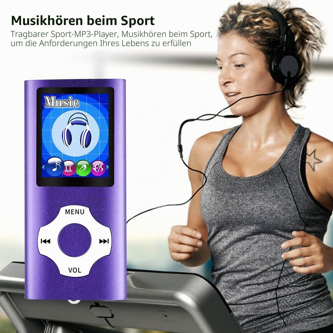 Mymahdi MP3/MP4-Player, lila mit 1,8-Zoll-LCD-Bildschirm und Memory-Karten-Slot, Support für Max 128