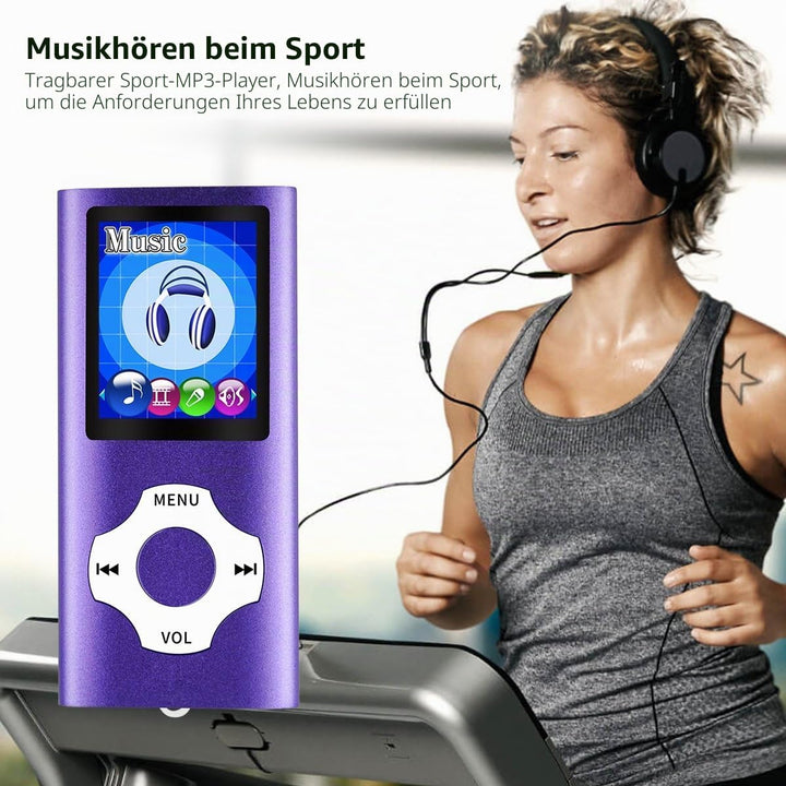 Mymahdi MP3/MP4-Player, lila mit 1,8-Zoll-LCD-Bildschirm und Memory-Karten-Slot, Support für Max 128