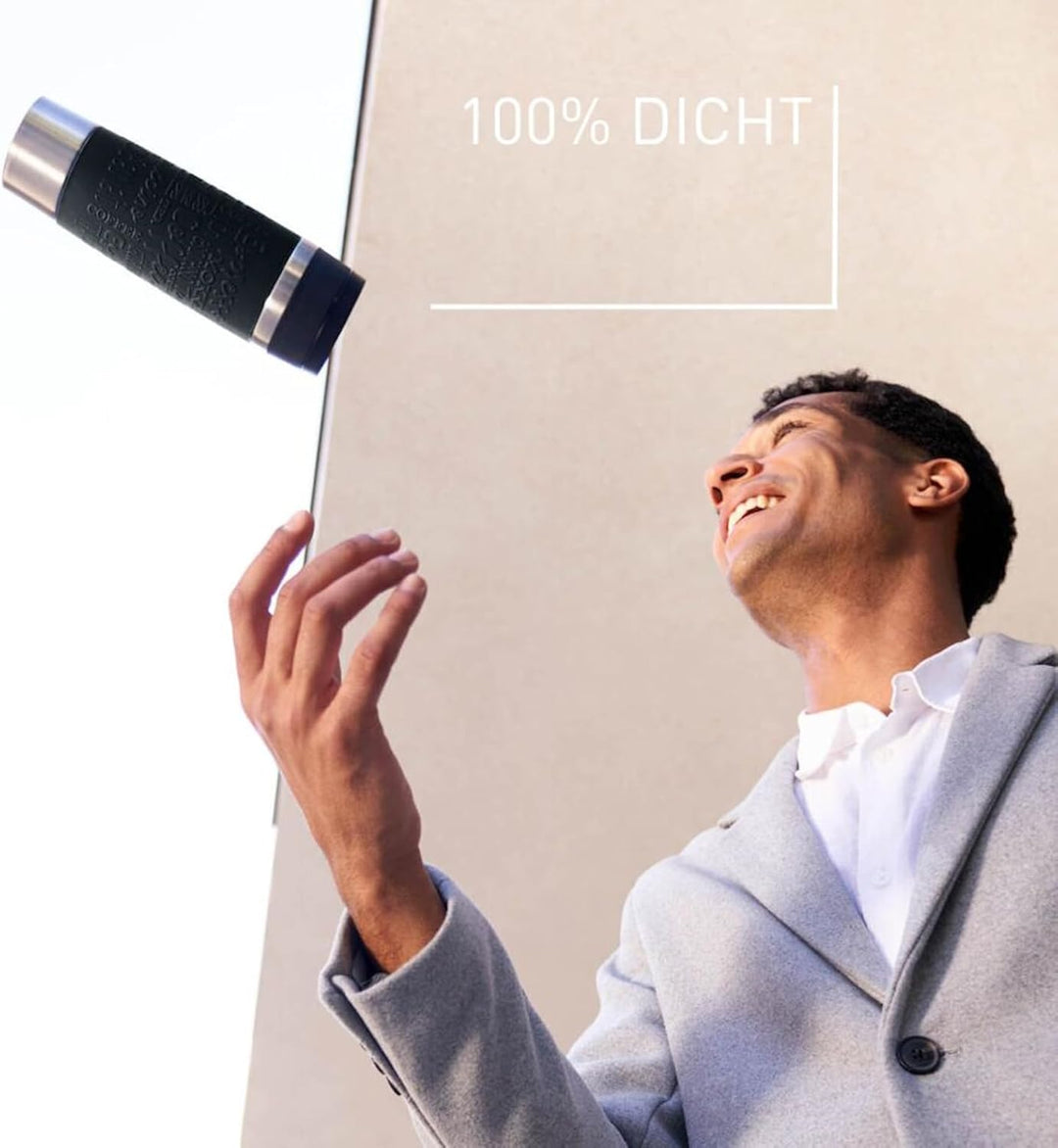 Emsa N20220 Travel Mug Classic Isolierbecher 0,5 Liter | neuer Komfort-Schraubverschluss | Edelstahl