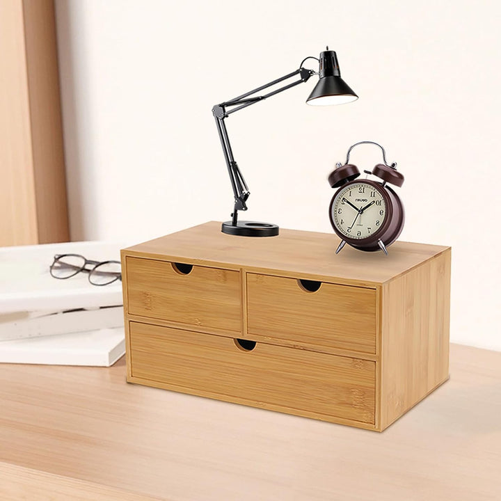 Bambus Schreibtisch Organizer mit Schubladen Schubladenbox Bambus Mini Kommode, Aufbewahrungsbox mit