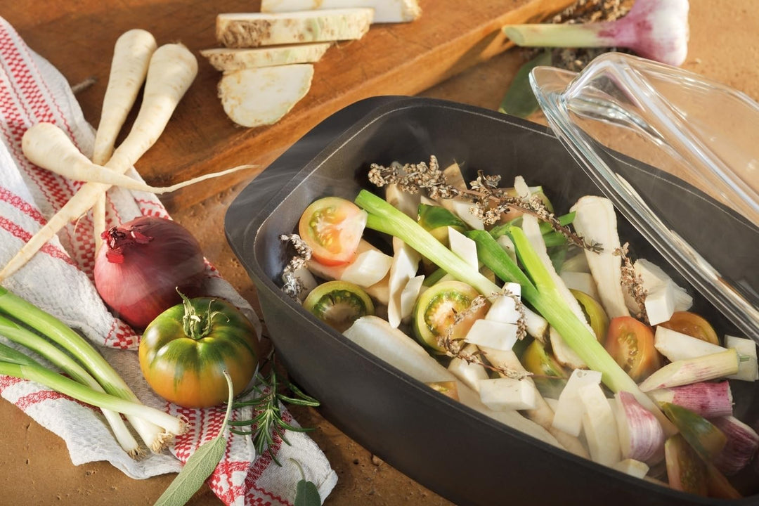 Berndes Rostiere Bräter mit Deckel, Induktion, Unibräter aus Aluguss, allherdtauglich, backofengeeig