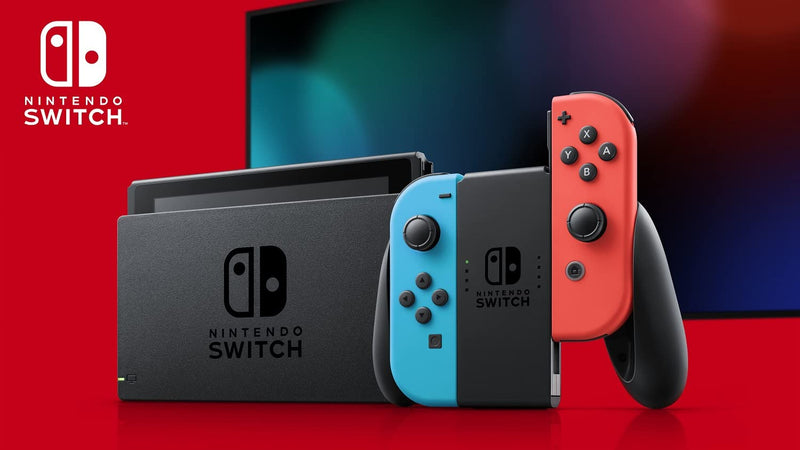 Nintendo Switch Neon Red/Neon Blue with Mario Kart 8 Deluxe and 3 Month Nintendo Switch Online Membe