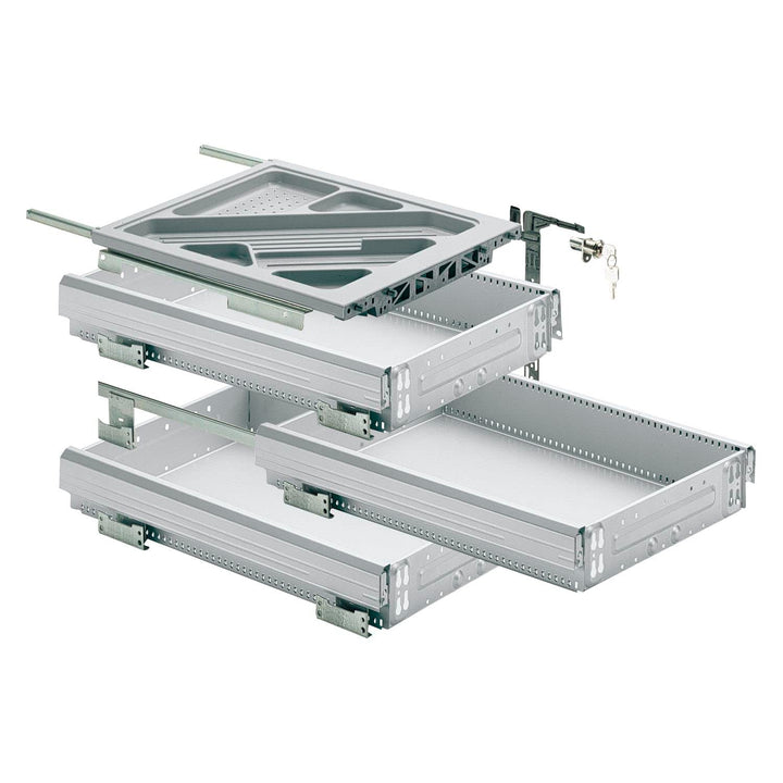 Hettich 20711 Systema TOP 2000 Container-Set Silent System, Teilauszug, ET 530 mm, alu, Aluminium, A